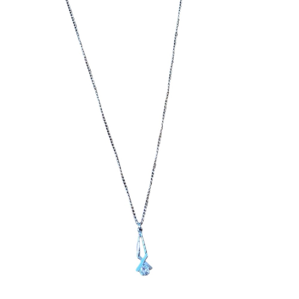 Sterling Silver colored necklace with white stone